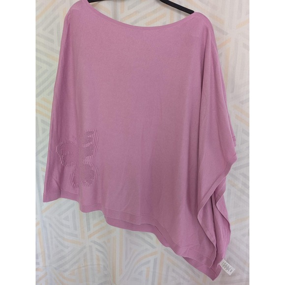 Talbots Womens Butterfly Applique Knit Poncho Sweater M L Lavender - Picture 2 of 9